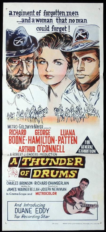 A THUNDER OF DRUMS Original Daybill Movie Poster Richard Boone George Hamilton Luana Patten