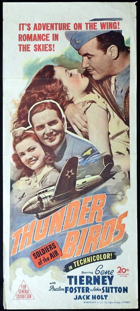 THUNDER BIRDS Original daybill Movie Poster Gene Tierney Preston Foster Thunderbirds