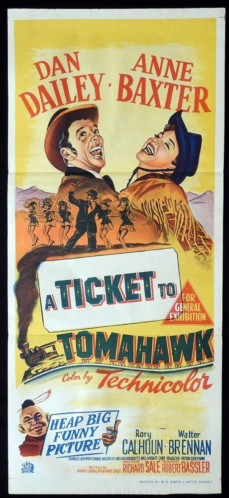 TICKET TO TOMAHAWK Daybill Movie poster Dan Dailey Marilyn Monroe