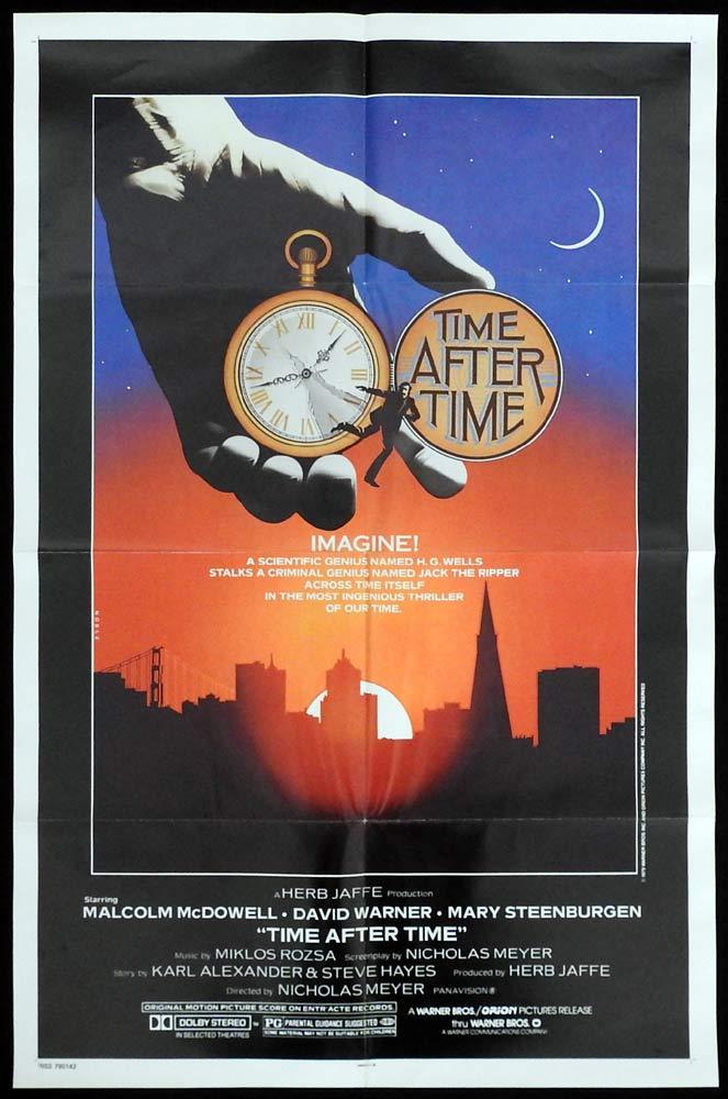 TIME AFTER TIME Original One sheet Movie poster Malcolm McDowell