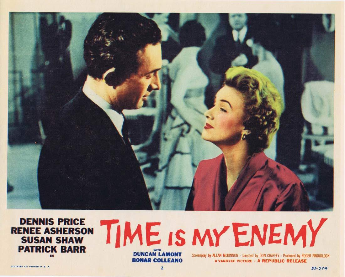 TIME IS MY ENEMY Original Lobby card 2 Dennis Price Film Noir
