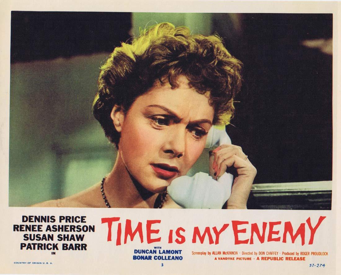TIME IS MY ENEMY Original Lobby card 3 Dennis Price Film Noir