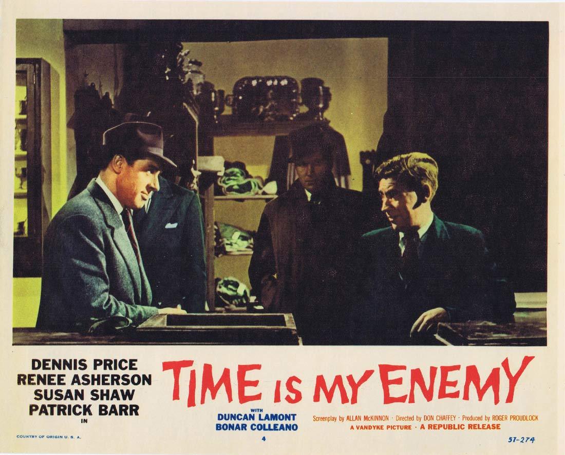 TIME IS MY ENEMY Original Lobby card 4 Dennis Price Film Noir