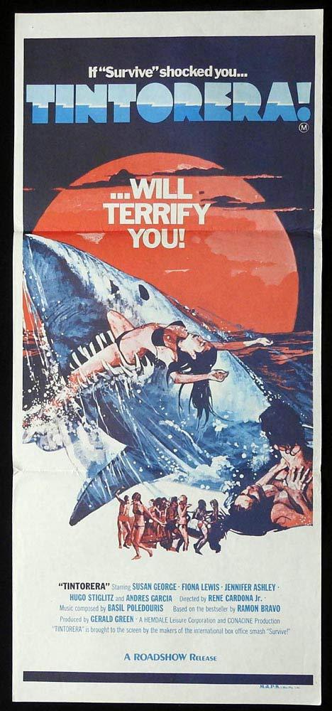 TINTORERA Original Daybill Movie Poster Shark Attack