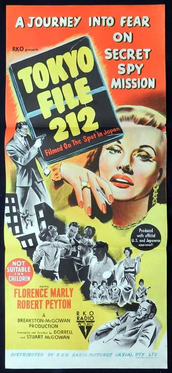 TOKYO FILE 212 1951 RKO Film Noir RARE Daybill Movie poster
