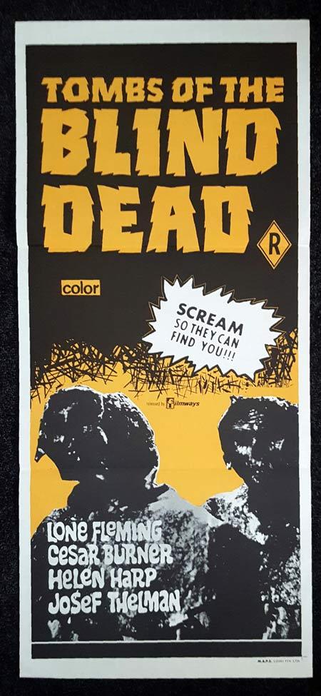 TOMBS OF THE BLIND DEAD Daybill Movie poster Zombie Horror