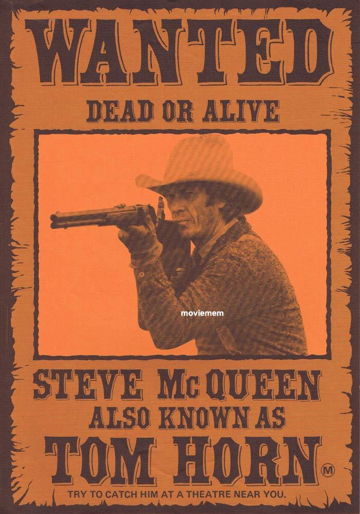 TOM HORN Rare WANTED DEAD OR ALIVE Special movie poster 1980 Steve McQueen