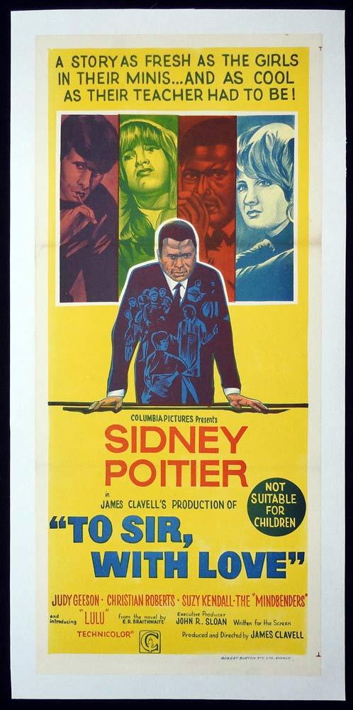 TO SIR WITH LOVE Original LINEN BACKED Daybill Movie Poster Sidney Poitier