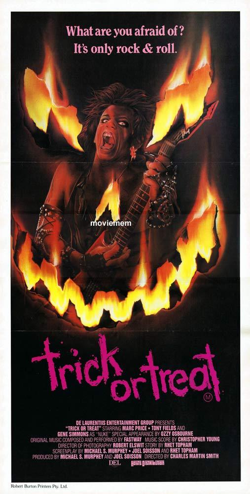 TRICK OR TREAT Daybill Movie Poster Ozzy Osbourne Gene Simmons