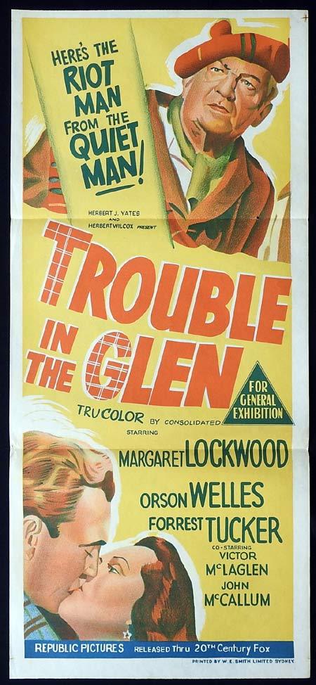 TROUBLE IN THE GLEN Original Daybill Movie Poster Margaret Lockwood Orson Welles
