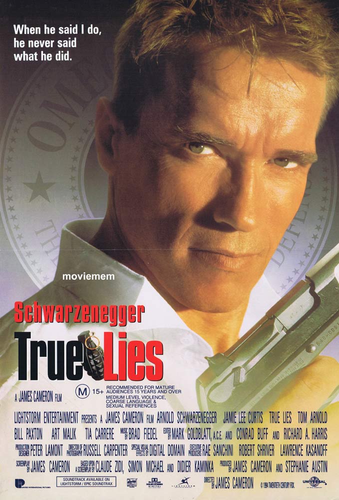 TRUE LIES Original Daybill Movie Poster Arnold Schwarzenegger Jamie Lee Curtis
