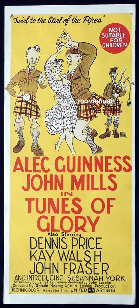 TUNES OF GLORY Original Daybill Movie Poster John Mills Alec Guinness