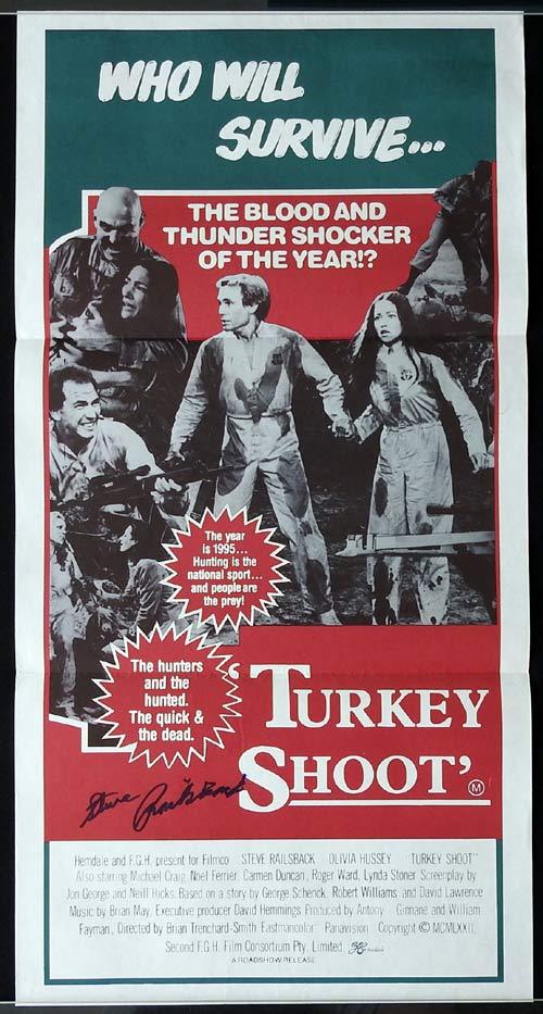 TURKEY SHOOT Original Daybill Movie poster AUTOGRAPHED by STEVE RAILSBACK