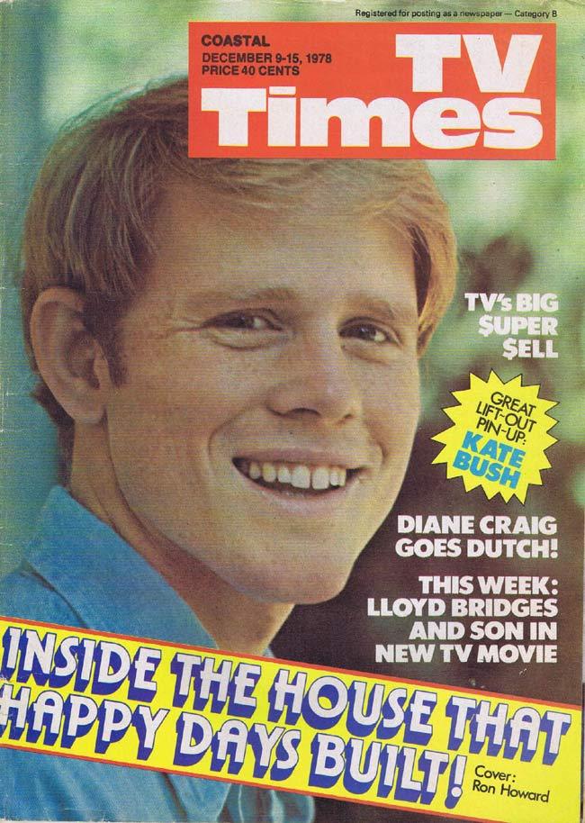 TV TIMES MAGAZINE Dec 9 1978 Ron Howard Kate Bush centerfold