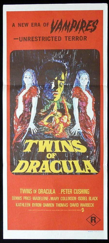 TWINS OF DRACULA Rare Original Daybill Movie Poster HAMMER Peter Cushing