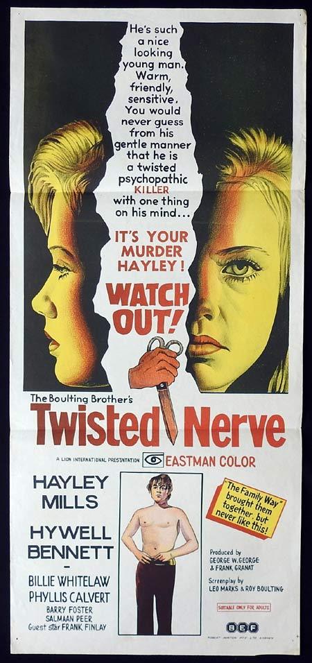 TWISTED NERVE Original Daybill Movie Poster Hywel Bennett Hayley Mills Agatha Christie