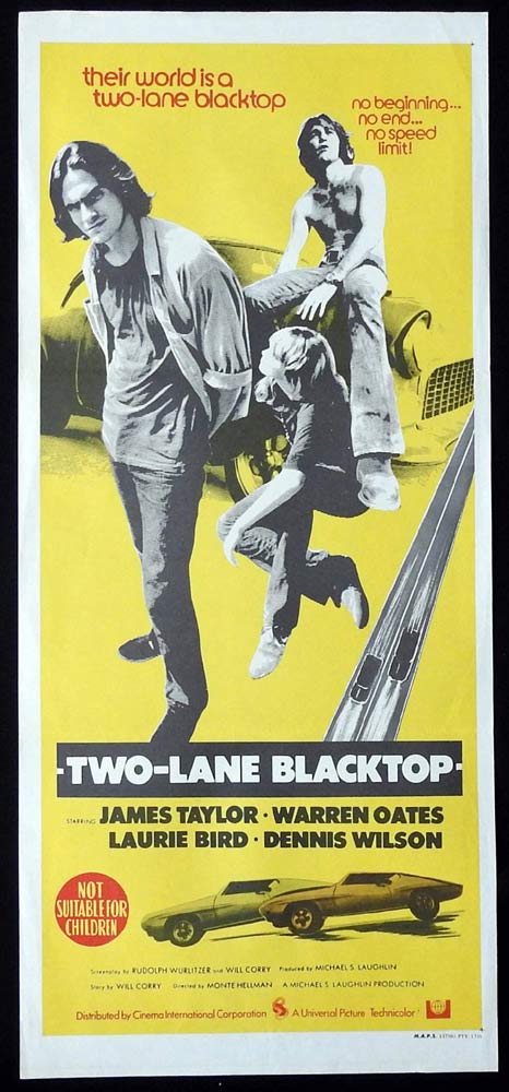 TWO LANE BLACKTOP daybill Movie poster James Taylor Warren Oates