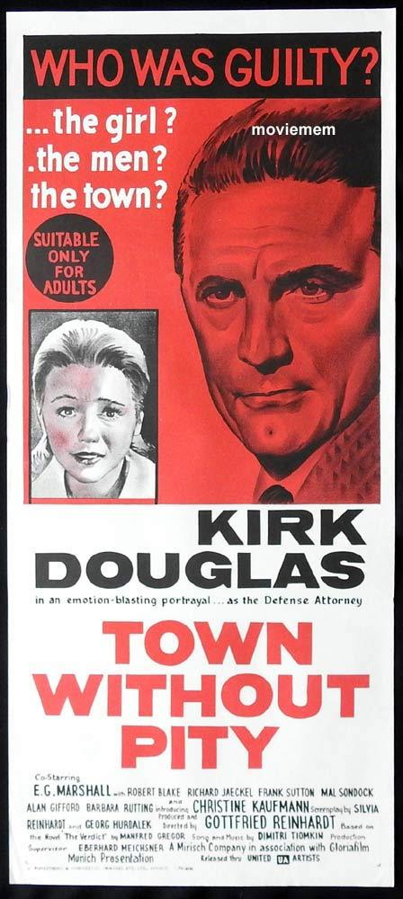 TOWN WITHOUT PITY Original Daybill Movie Poster Kirk Douglas Barbara Rütting