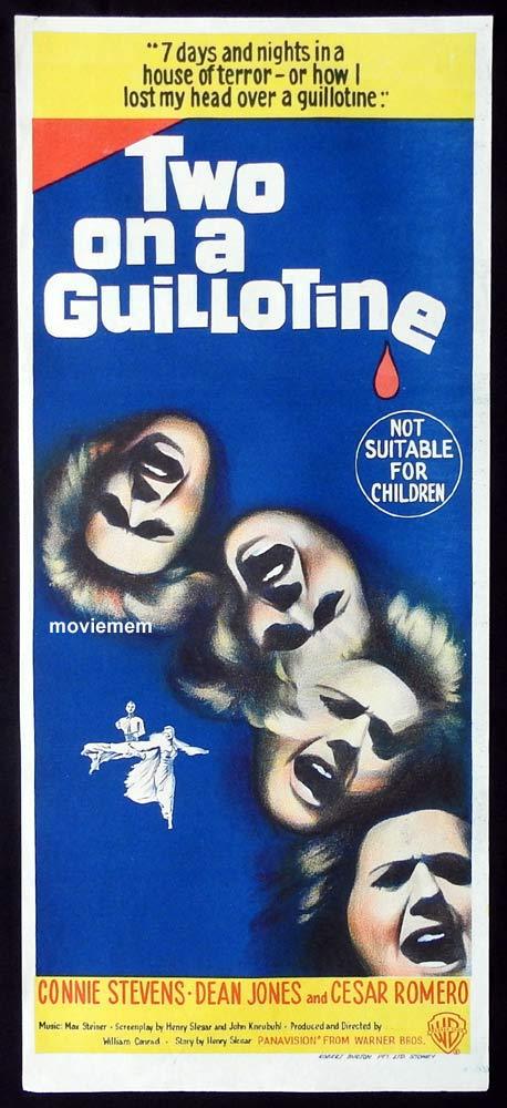 TWO ON A GUILLOTINE Original Daybill Movie Poster Connie Stevens Magician Dean Jones