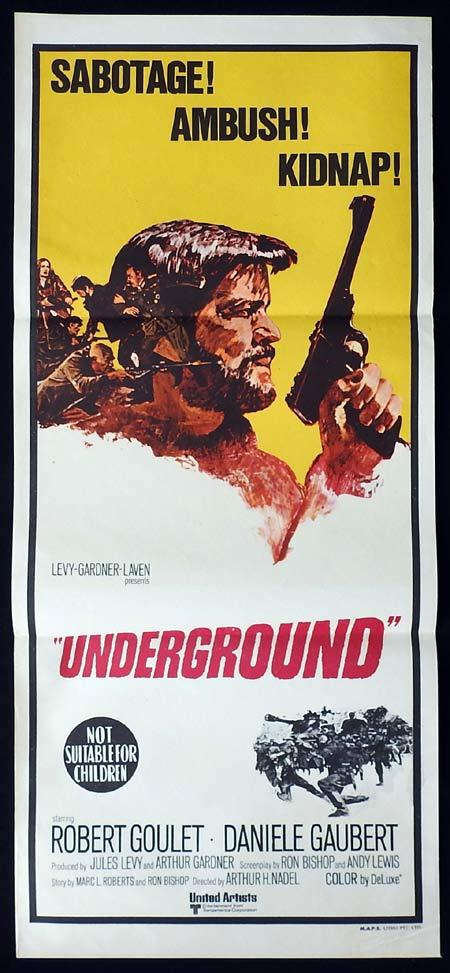 UNDERGROUND Original Daybill Movie Poster Robert Goulet Daniele Gaubert