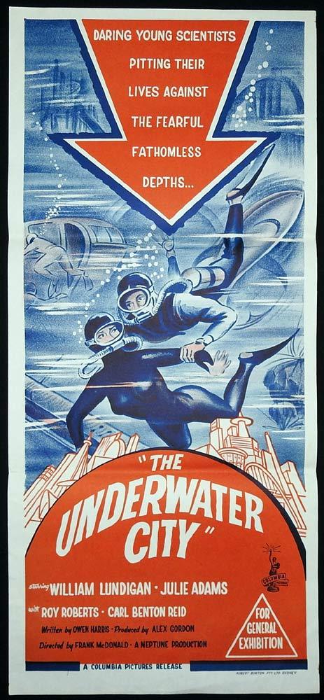 THE UNDERWATER CITY Original Daybill Movie poster William Lundigan Julie Adams
