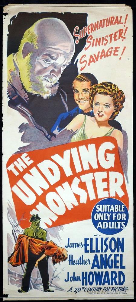 THE UNDYING MONSTER Original daybill Movie Poster WEREWOLF James Ellison Heather Angel 1942
