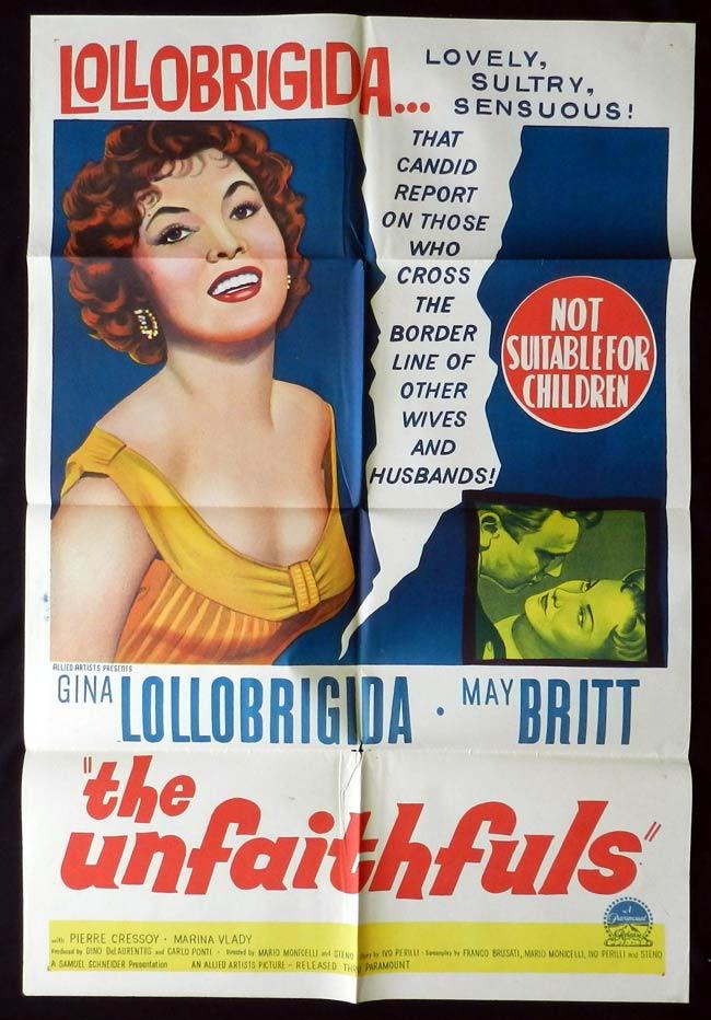 THE UNFAITHFULS One sheet Movie poster Gina Lollobrigida