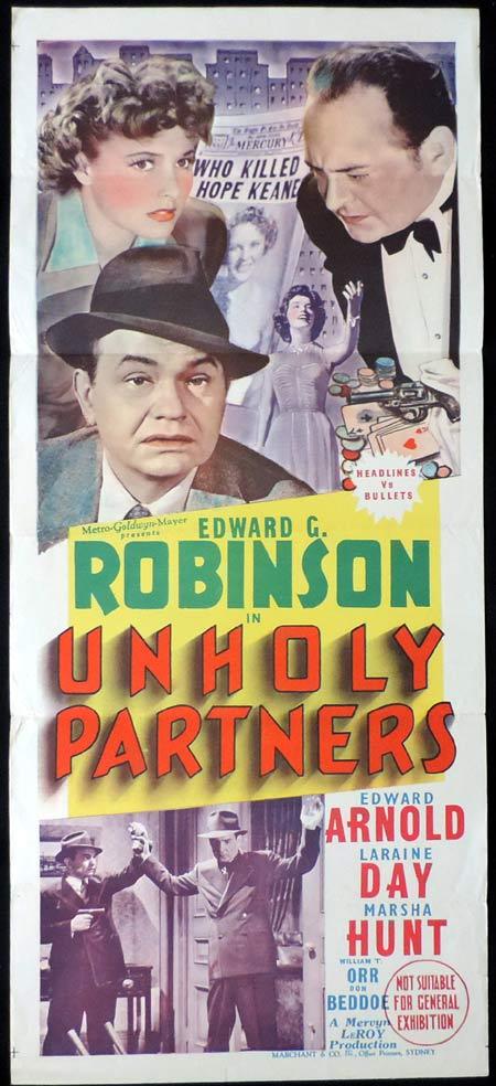 UNHOLY PARTNERS Original Daybill Movie Poster Edward G. Robinson Marchant Graphics