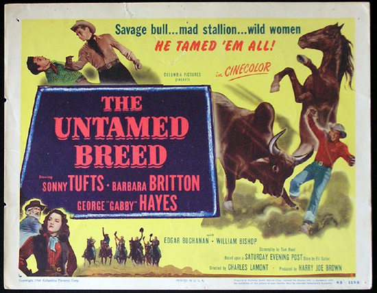 THE UNTAMED BREED Title Lobby Card 1948 Sonny Tufts