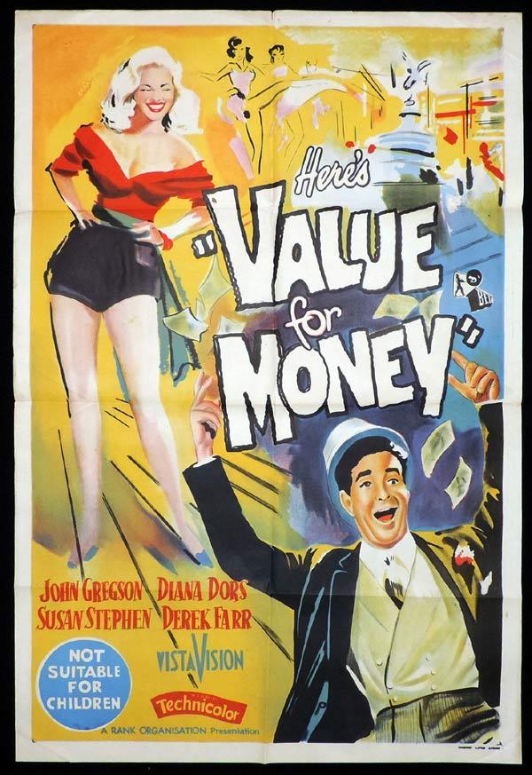 VALUE FOR MONEY One Sheet Movie Poster Diana Dors John Gregson British Comedy