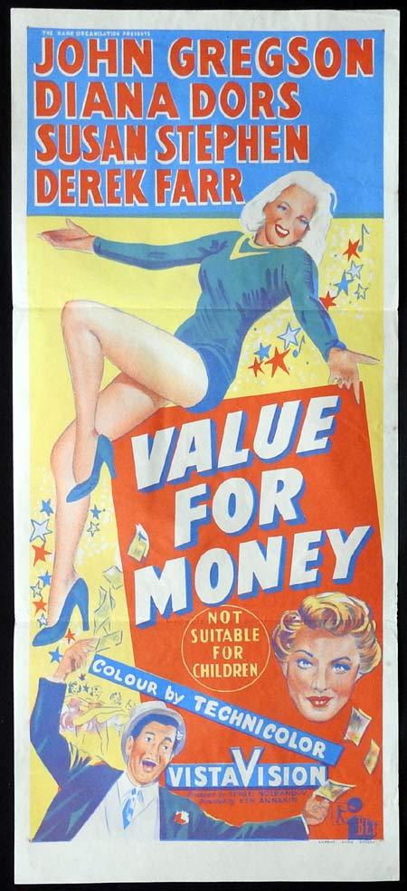 VALUE FOR MONEY Original Daybill Movie poster DIANA DORS John Gregson