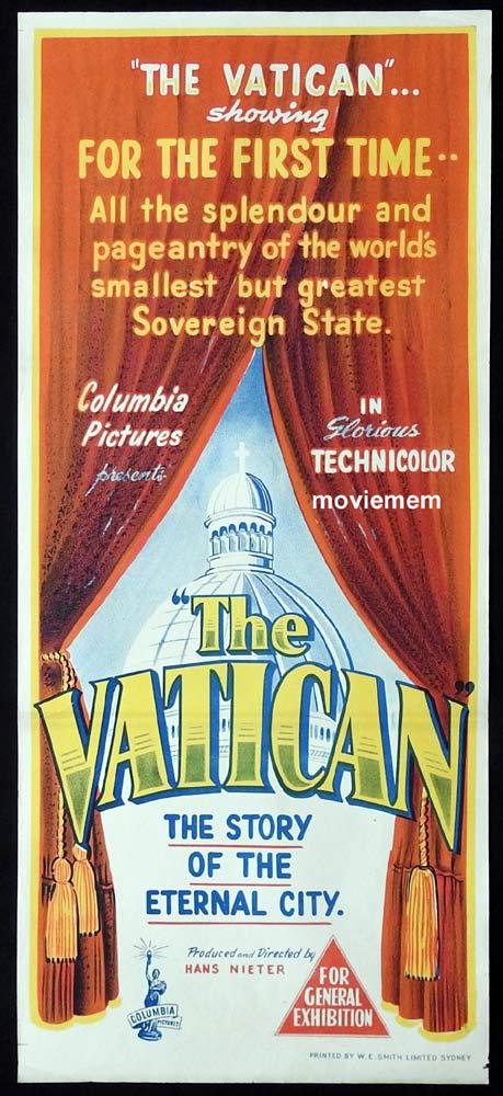 THE VATICAN Original 1950 Daybill Movie Poster Documentary