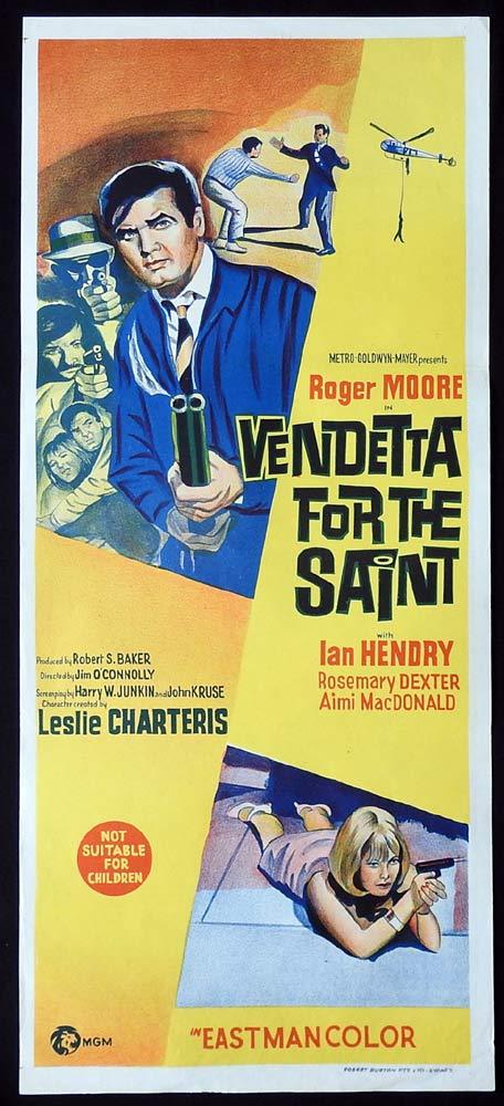 VENDETTA FOR THE SAINT Original Daybill Movie Poster Roger Moore Ian Hendry