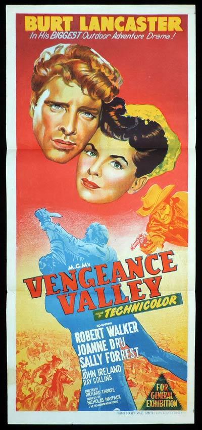 VENGEANCE VALLEY Original Daybill Movie Poster Burt Lancaster Western