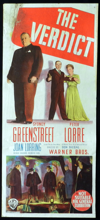 THE VERDICT Movie poster 1947 WARNER BROTHERS FILM NOIR Daybill Movie poster