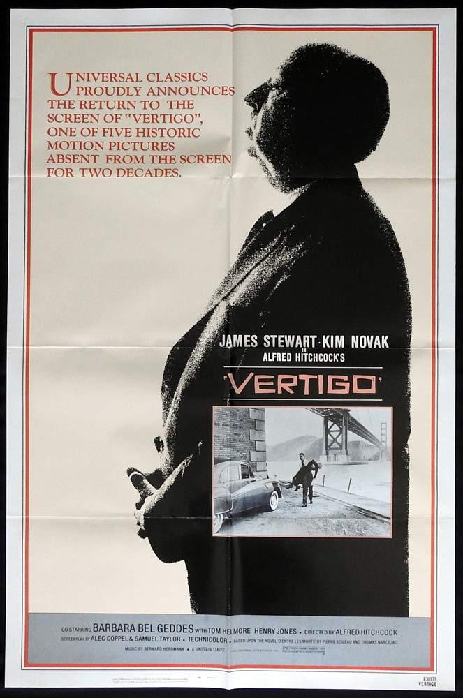 VERTIGO Original 1983r  US One sheet Movie poste Alfred Hitchcockr