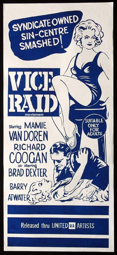 VICE RAID Original Daybill Movie Poster Mamie Van Doren Richard Coogan