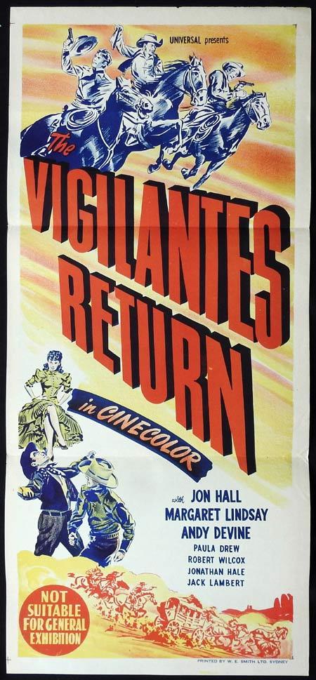 THE VIGILANTES RETURN Original Daybill Movie Poster Jon Hall Western