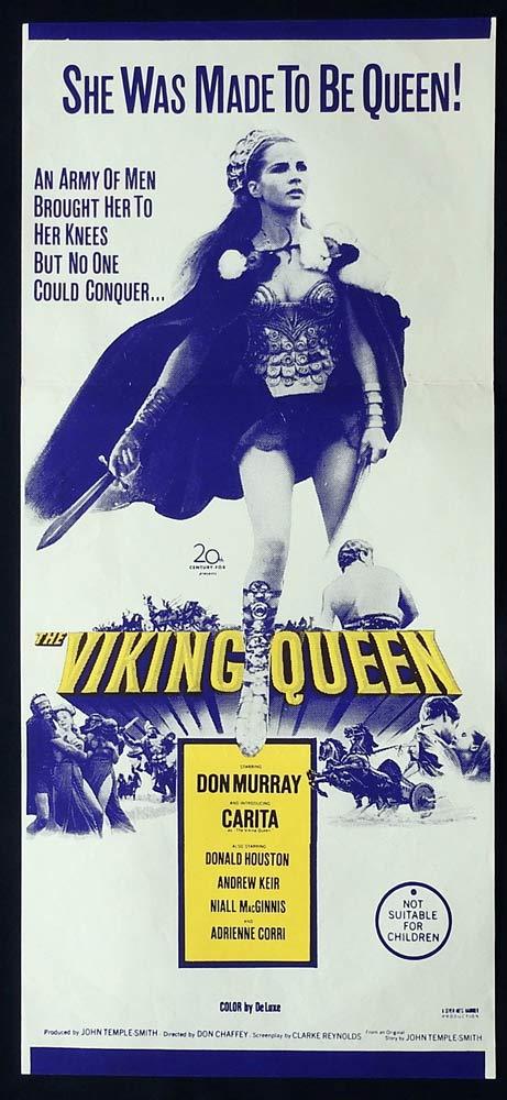 THE VIKING QUEEN Original Daybill Movie Poster Don Murray HAMMER Carita