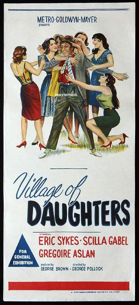 VILLAGE OF DAUGHTERS Original Daybill Movie Poster Eric Sykes Scilla Gabel