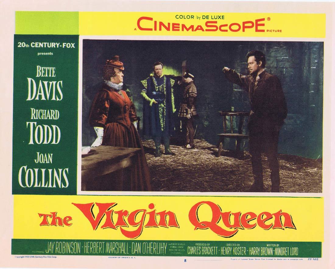 THE VIRGIN QUEEN Vintage Movie Lobby Card 8 Bette Davis Richard Todd Joan Collins