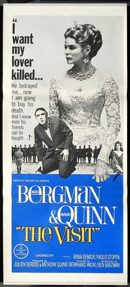THE VISIT Original Daybill Movie poster Ingrid Bergman Anthony Quinn