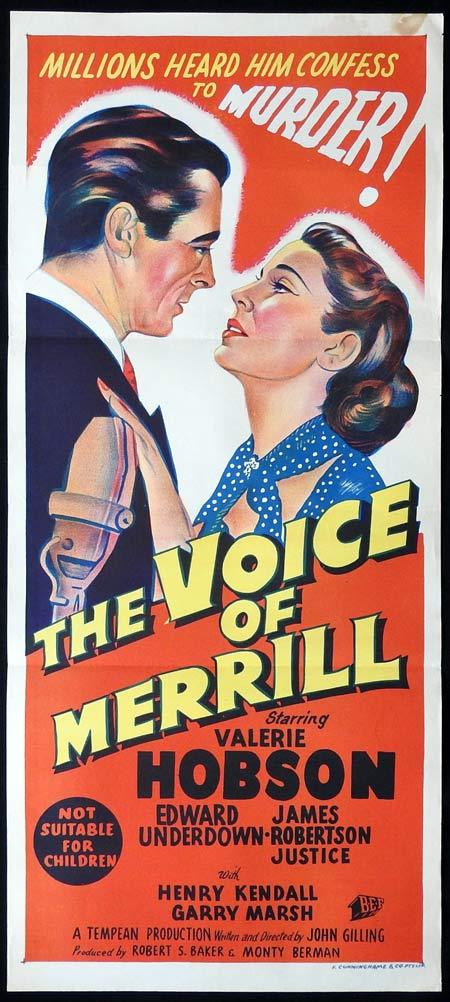THE VOICE OF MERRILL Original Daybill Movie Poster Valerie Hobson