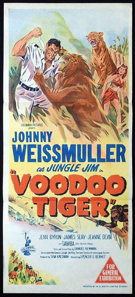 VOODOO TIGER Original Daybill Movie poster Johnny Weissmuller Jungle Jim