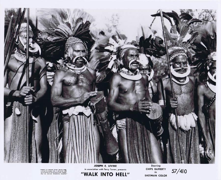 WALK INTO HELL Original Movie Still 3 New Guinea Tribesmen Walk Into Paradise