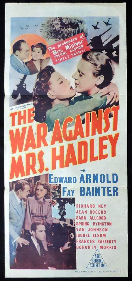 THE WAR AGAINST MRS HADLEY Original Daybill Movie Poster Edward Arnold