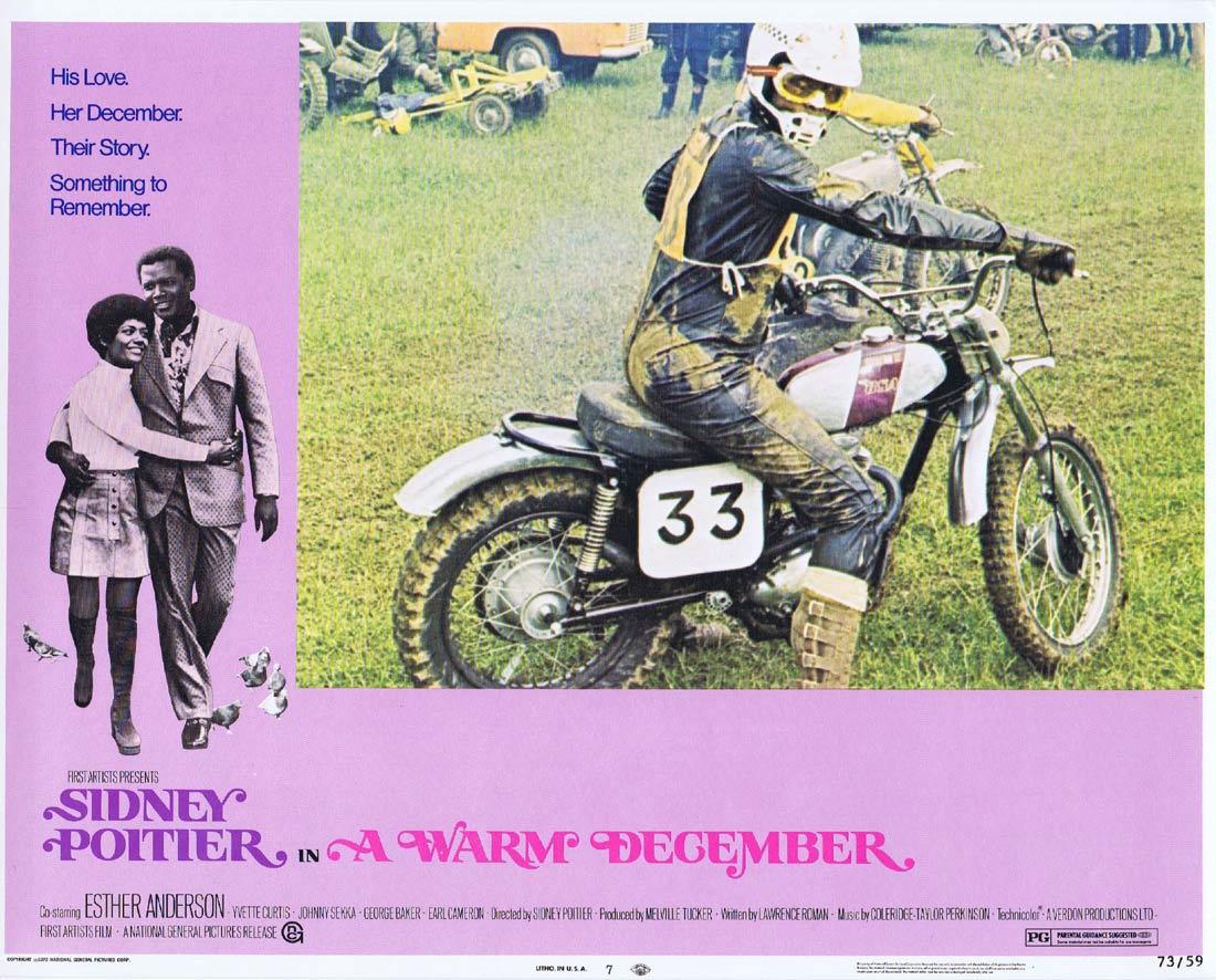 A WARM DECEMBER Lobby Card 7 Sidney Poitier Esther Anderson Motorcycle Biker