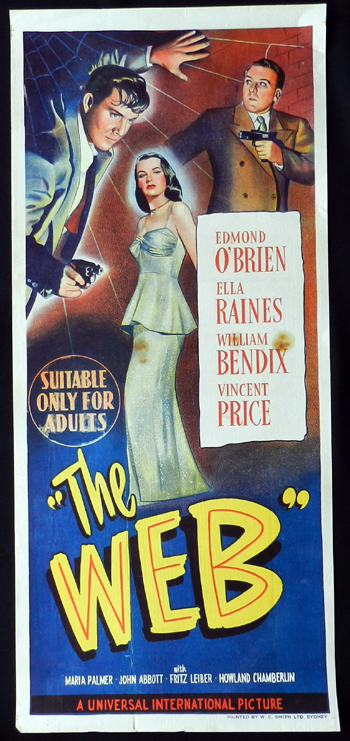 THE WEB Daybill Movie Poster 1952 Film Noir Ella Raines