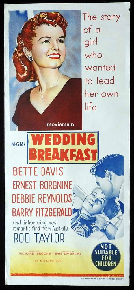 WEDDING BREAKFAST Original Daybill Movie Poster Bette Davis Ernest Borgnine