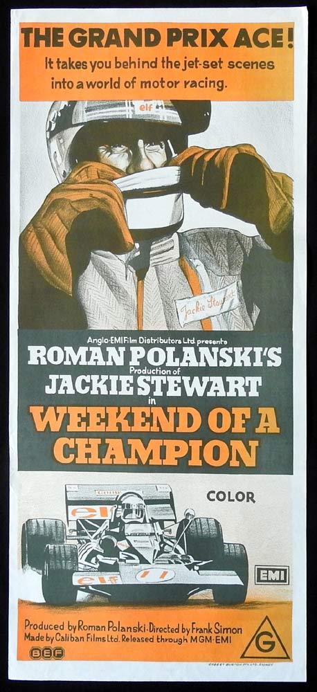 WEEKEND OF A CHAMPION Original Daybill Movie Poster Jackie Stewart Roman Polanski